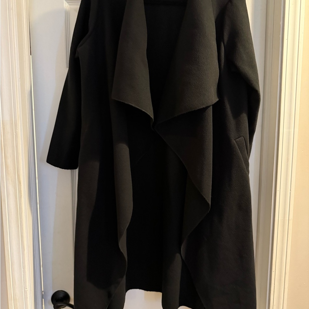 Elegant Black Waterfall Trench Coat